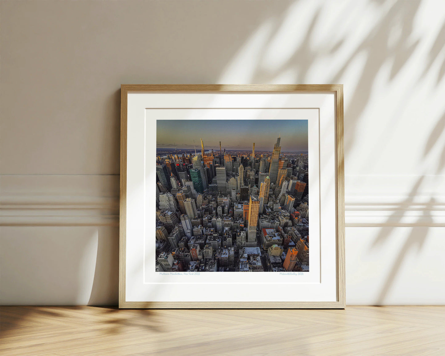 Wandbild von der Aussicht vom Empire State Building auf Midtown Manhattan. Der Kunstdruck zeigt die detailreiche Skyline von Midtown-Manhattan