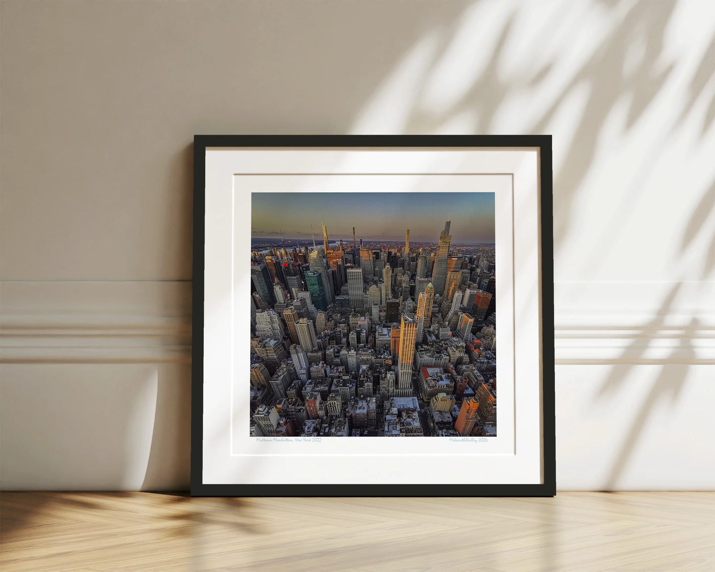 Wandbild von der Aussicht vom Empire State Building auf Midtown Manhattan. Der Kunstdruck zeigt die detailreiche Skyline von Midtown-Manhattan