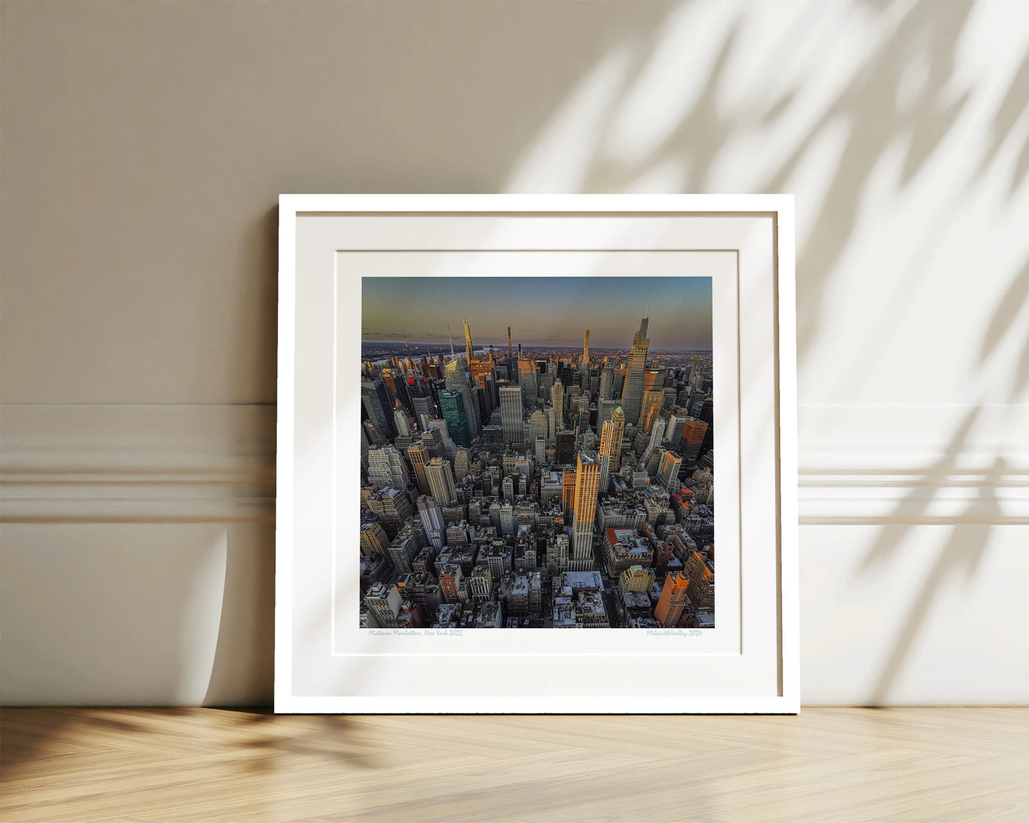 Wandbild von der Aussicht vom Empire State Building auf Midtown Manhattan. Der Kunstdruck zeigt die detailreiche Skyline von Midtown-Manhattan